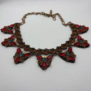 Sohi Multicolour Elegant Red and Gold Statement Necklace